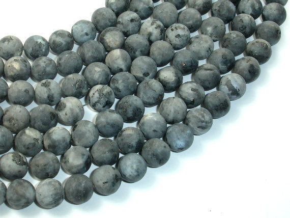 Matte Black Labradorite Beads, Matte Larvikite, 10mm Round-BeadBasic