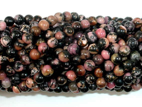 Rhodonite Beads, 4mm Round Beads-BeadBasic