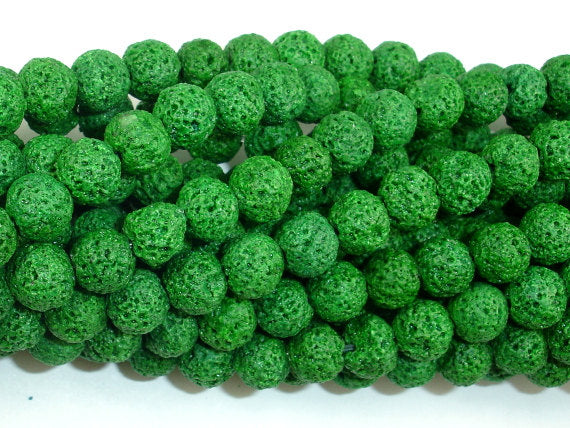 Green Lava Beads, Round, 8mm-BeadBasic