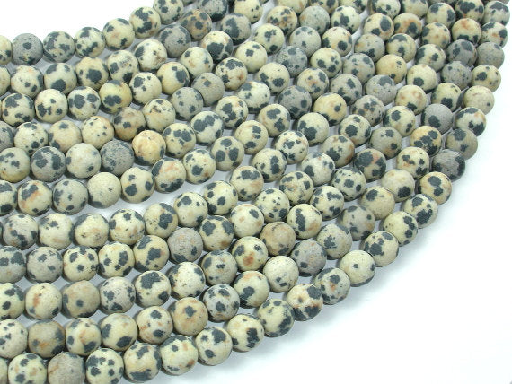 Matte Dalmation Jasper Beads, 6mm Round Beads-BeadBasic