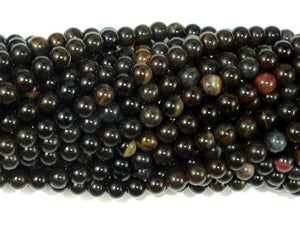 Petrified Wood Jasper, 4mm Round Beads-BeadBasic