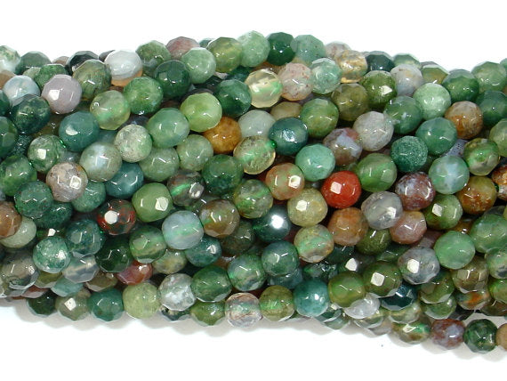 Indian Agate Beads, Fancy Jasper Beads, 4mm Faceted Round Beads-BeadBasic
