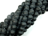 Matte Black Stone, 10mm Round Beads-BeadBasic