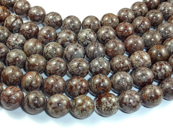 Brown Snowflake Obsidian Beads, 12mm Round Beads-BeadBasic
