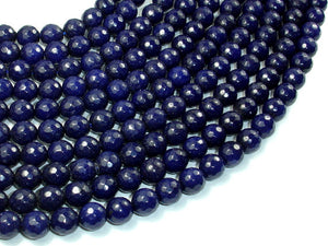 Dark Blue Jade Beads, 8mm Faceted Round Beads-BeadBasic