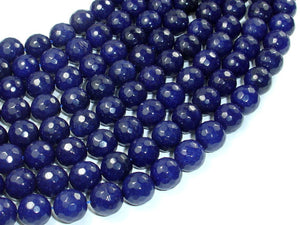 Dark Blue Jade Beads, 10mm Faceted Round Beads-BeadBasic