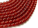 Carnelian Beads, 8mm, Red, Faceted Round Beads-BeadBasic