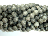 Black Fossil Jasper Beads, 8mm(8.3mm) Round Beads-BeadBasic