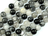 Black Rutilated Quartz Beads, 10mm Round Beads-BeadBasic