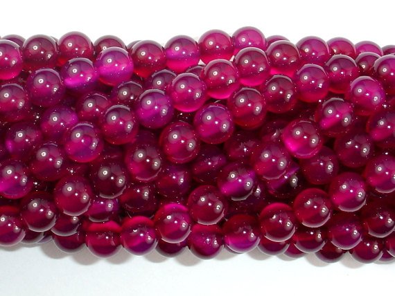 Fuchsia Agate Beads, 6mm Round Beads-BeadBasic