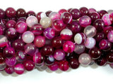 Banded Agate Beads, Fuchsia Agate, 8mm Round Beads-BeadBasic