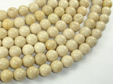 White Fossil Jasper Beads, 10mm (10.5mm) Round Beads-BeadBasic