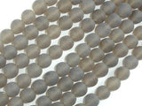 Matte Gray Agate Beads, 8mm Round Beads-BeadBasic