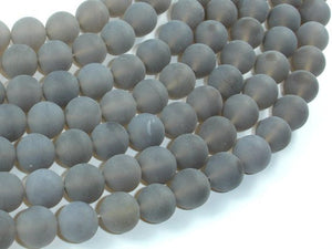Matte Gray Agate Beads, 10mm Round Beads-BeadBasic