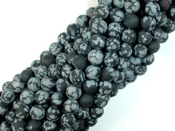 Matte Snowflake Obsidian, 6mm, Round Beads-BeadBasic
