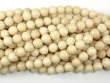 White Fossil Jasper Beads, 6mm (6.5mm) Round Beads-BeadBasic
