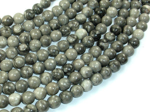 Black Fossil Jasper Beads, 8mm(8.3mm) Round Beads-BeadBasic