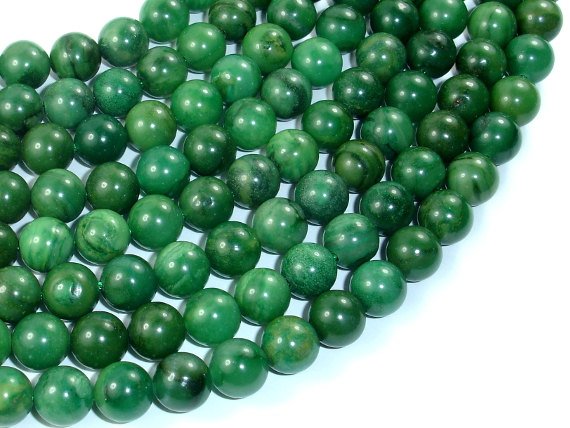 Verdite, African Jade, 8mm (8.5 mm) Round Beads-BeadBasic