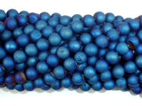 Druzy Agate Beads, Blue Geode Beads, 6mm, Round-BeadBasic