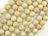 White Fossil Jasper Beads, 10mm (10.5mm) Round Beads-BeadBasic