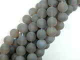 Matte Gray Agate Beads, 10mm Round Beads-BeadBasic