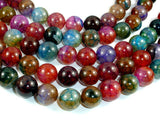 Dragon Vein Agate Beads, Multi-colored, 14mm Round Beads-BeadBasic