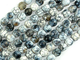 Dragon Vein Agate Beads, Gray & White, 8mm Faceted Round Beads-BeadBasic