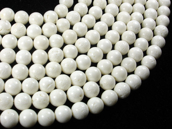 White Sponge Coral Beads, 9mm (9.3mm)-BeadBasic