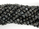 Black Labradorite, Larvikite, 6mm Faceted Round Beads, 14 Inch-BeadBasic