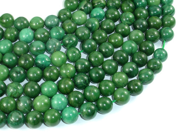 Verdite, African Jade, 10mm (10.4mm) Round Beads-BeadBasic