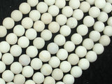 Matte White Fossil Jasper Beads, 8mm Round Beads-BeadBasic