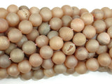 Druzy Agate Beads, Geode Beads, Light Champagne, 8mm, Round Beads-BeadBasic