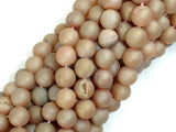 Druzy Agate Beads, Geode Beads, Light Champagne, 8mm, Round Beads-BeadBasic
