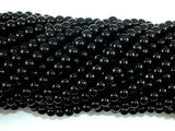 Black Stone, 4mm Round Beads-BeadBasic