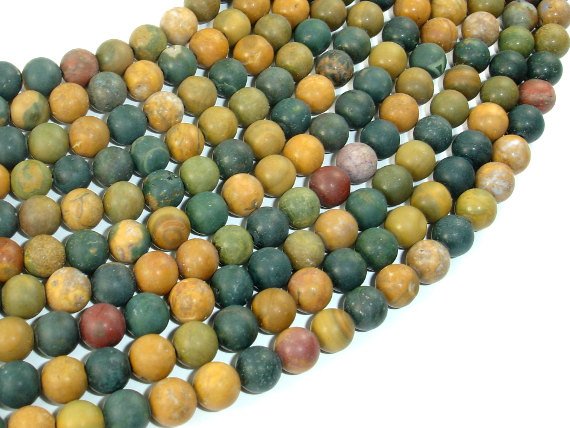 Matte Ocean Jasper, 6mm, Round beads-BeadBasic