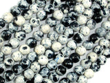 Rain Flower Stone Beads, Black, White, 6mm Round Beads-BeadBasic