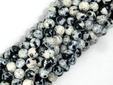 Rain Flower Stone Beads, Black, White, 6mm Round Beads-BeadBasic