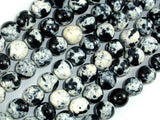 Rain Flower Stone, Round Beads, Black, White, 10mm-BeadBasic