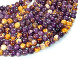 Rain Flower Stone, Purple, Yellow, 6mm Round Beads-BeadBasic