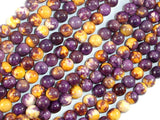Rain Flower Stone, Purple, Yellow, 6mm Round Beads-BeadBasic