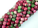 Rain Flower Stone, Red, Green, 8mm Round Beads-BeadBasic