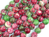 Rain Flower Stone, Red, Green, 10mm Round Beads-BeadBasic