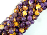Rain Flower Stone, Purple, Yellow, 10mm Round Beads-BeadBasic