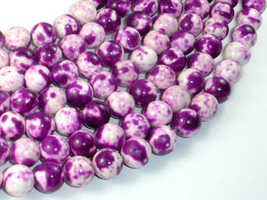 Rain Flower Stone, Purple, White, 10mm Round Beads-BeadBasic