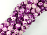 Rain Flower Stone, Purple, White, 10mm Round Beads-BeadBasic