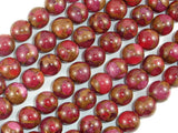 Mosaic Stone Beads, Red, 10mm Round Beads-BeadBasic