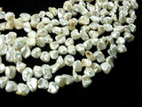 Fresh Water Pearl Beads, White with AB, Top drilled, Keshi-BeadBasic