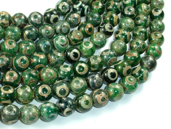 Tibetan Agate Beads, 10mm Round Beads-BeadBasic