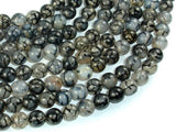 Dragon Vein Agate Beads, Black & White, 8mm Round Beads-BeadBasic