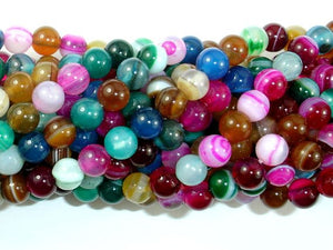 Banded Agate Beads, Striped Agate, Multi Colored, 6mm Round-BeadBasic